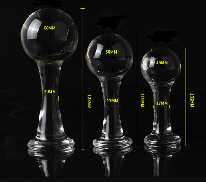 Crystal Glass Anal Plug with Beads for Pleasure