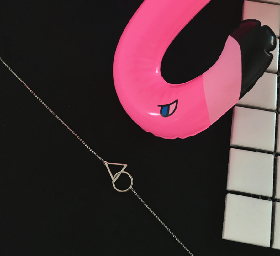 Triangle and Round Pendant Clavicle Chain Necklace