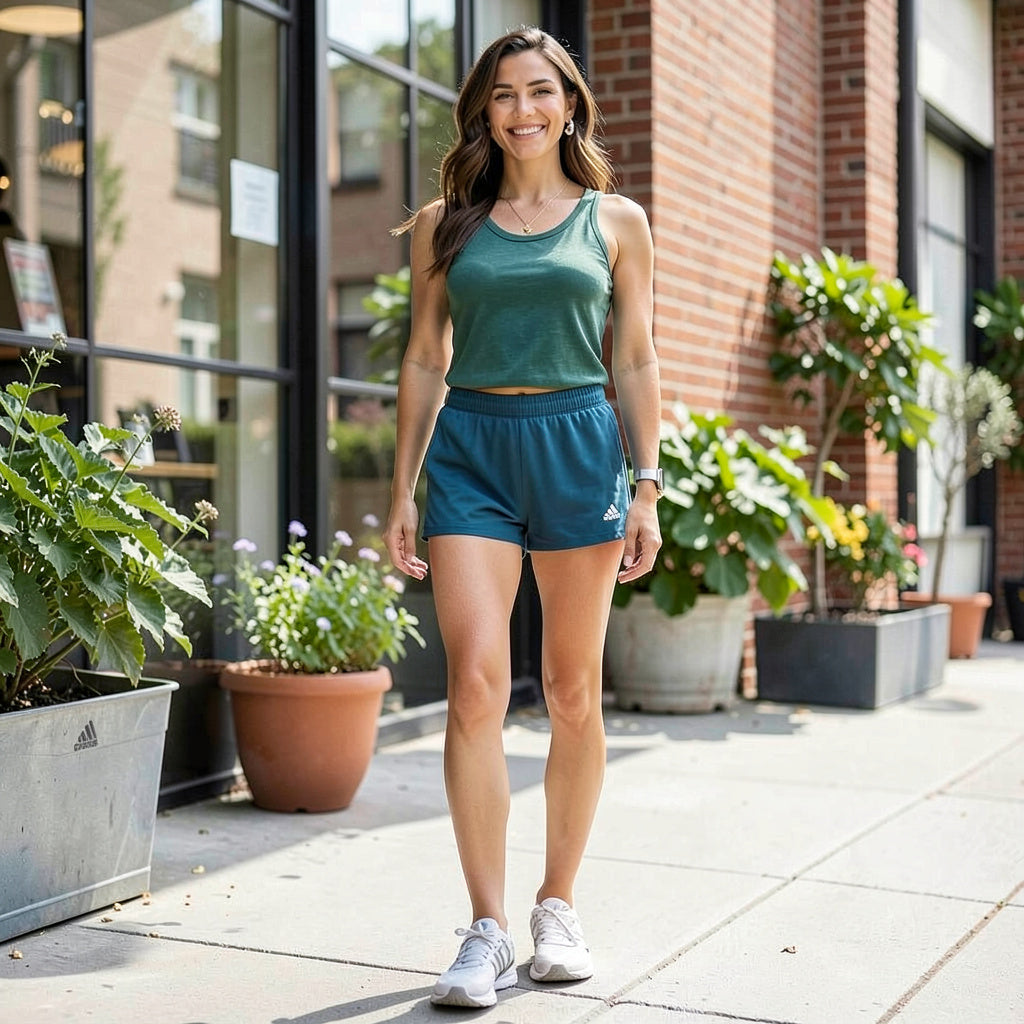 Adidas Women's D2m Knit Shorts Real Teal, Size  XL