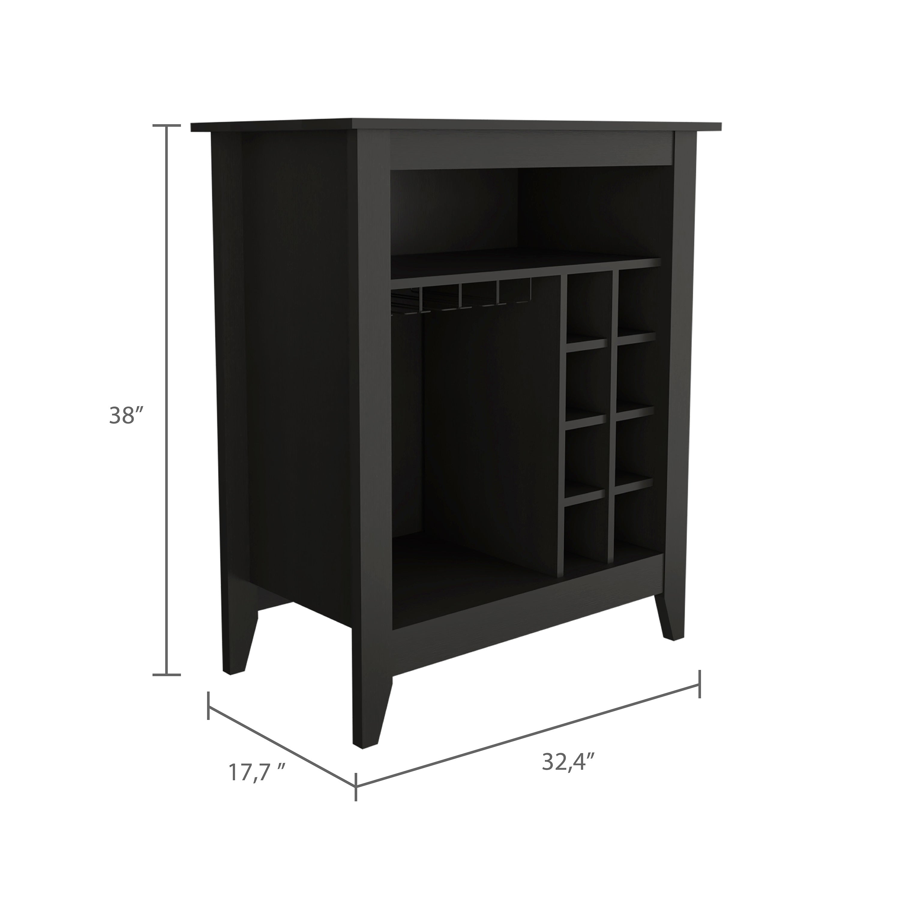 6-Bottle 1-Drawer 1-Shelf Bar Cabinet Wenge