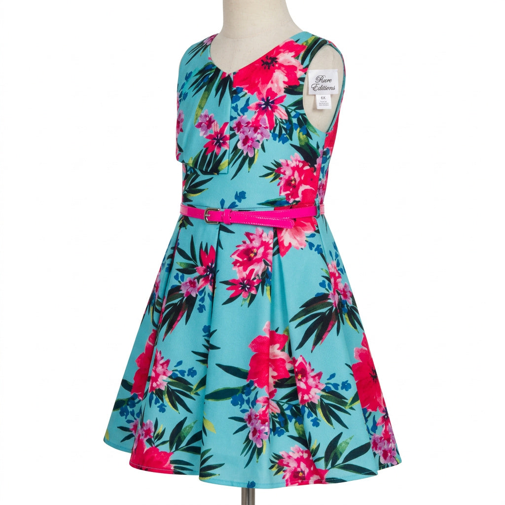Rare Editions Girls Belted Floral Dress, Size 6X