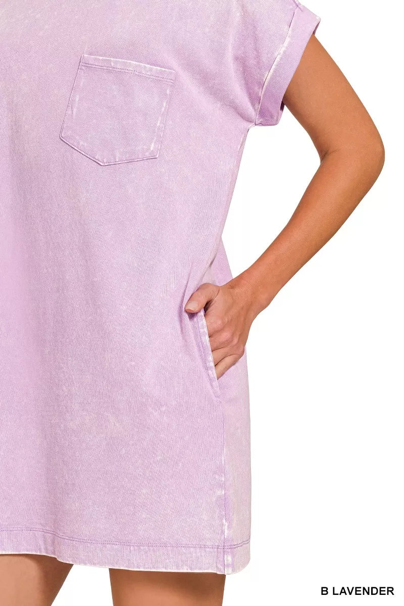 Zenana Premium Cotton Washed T-Shirt Dress