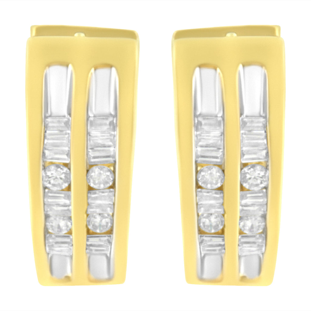 10K Yellow Gold 1/2 cttw Diamond Huggy Heart Hoop Earrings (I-J Clarity, I2-I3 Color)