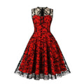 ODIZLI Womens 1950s Retro Pencil Dress Cocktail Party Dresses 50s Dresses for Women Western Style Dress for Women Harajuku Dress Plus Size Dress for Women Black Prom Dress Gothic Lace Black Red XL