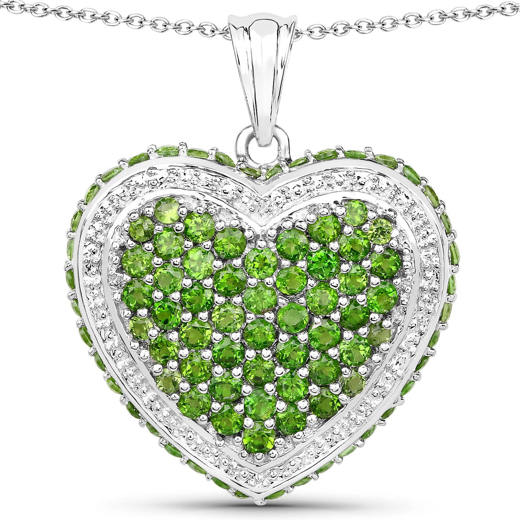 4.62 Carat Genuine Chrome Diopside .925 Sterling Silver Pendant
