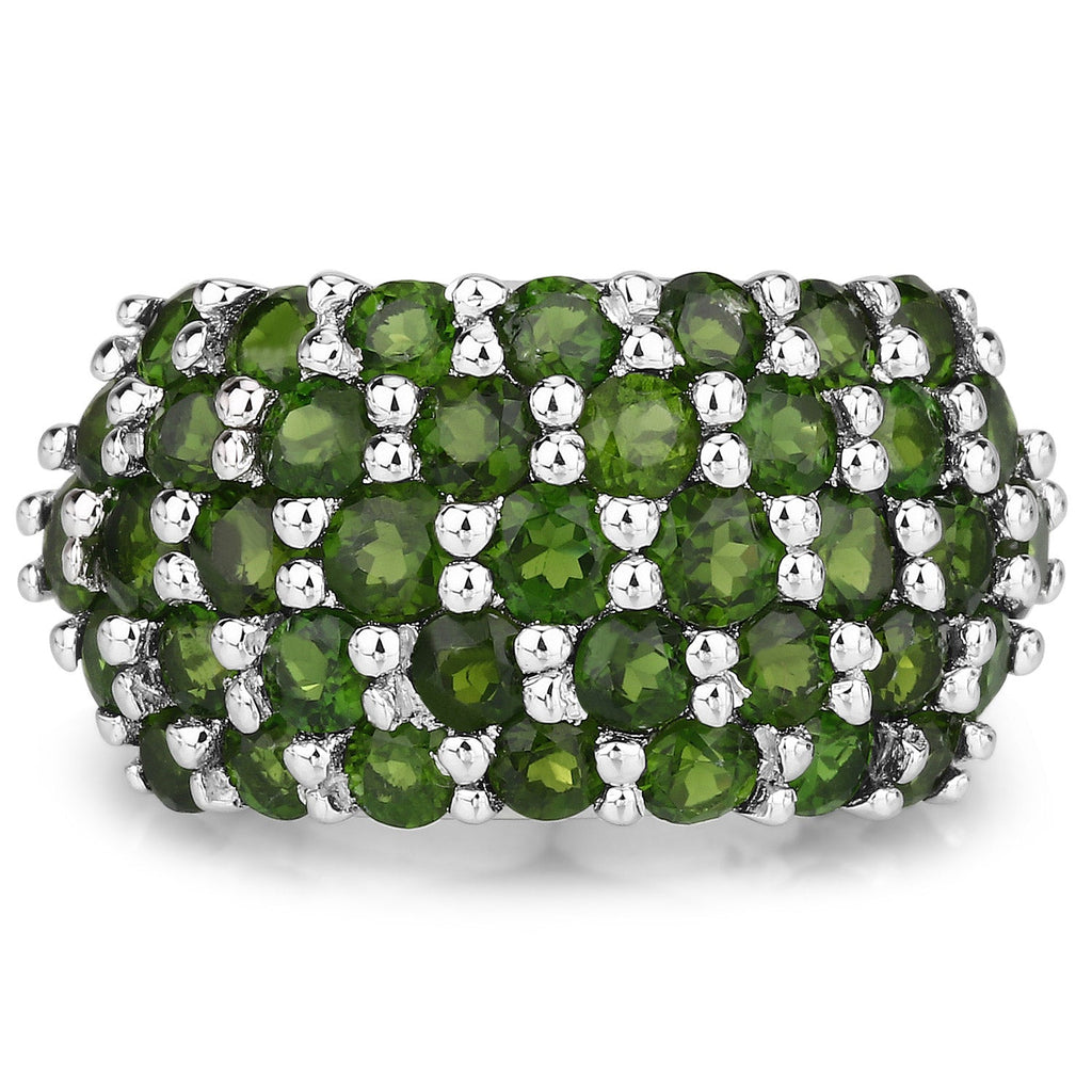 5.04 Carat Genuine Chrome Diopside .925 Sterling Silver Ring