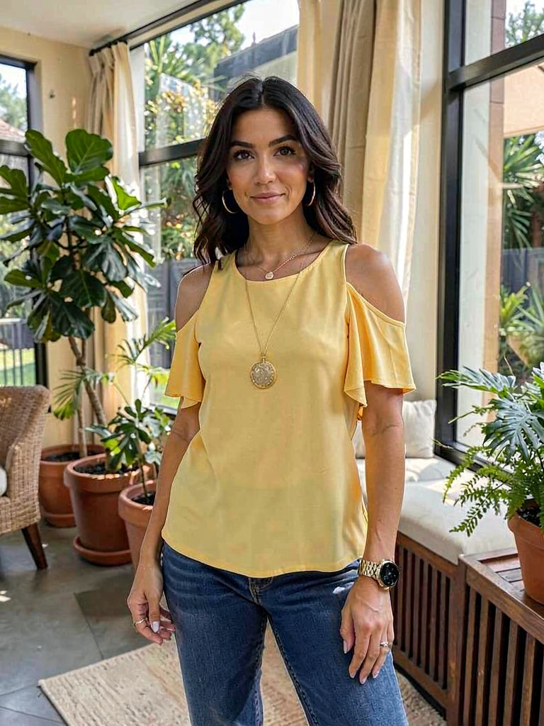 Thalia Sodi Cold-Shoulder Necklace Top, Size Small