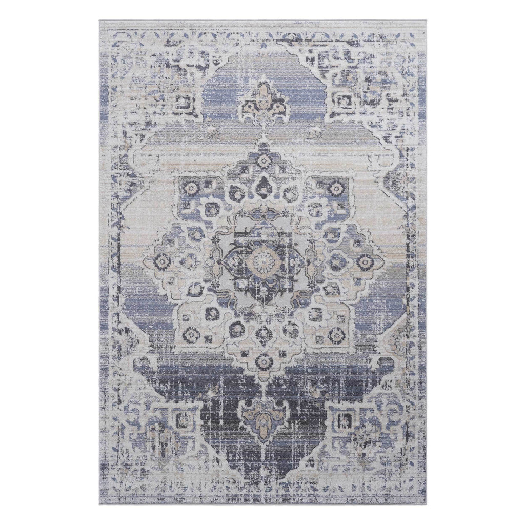 NAAR PAYAS Collection 5X7 Cream / Blue / Medallion Area Rug
