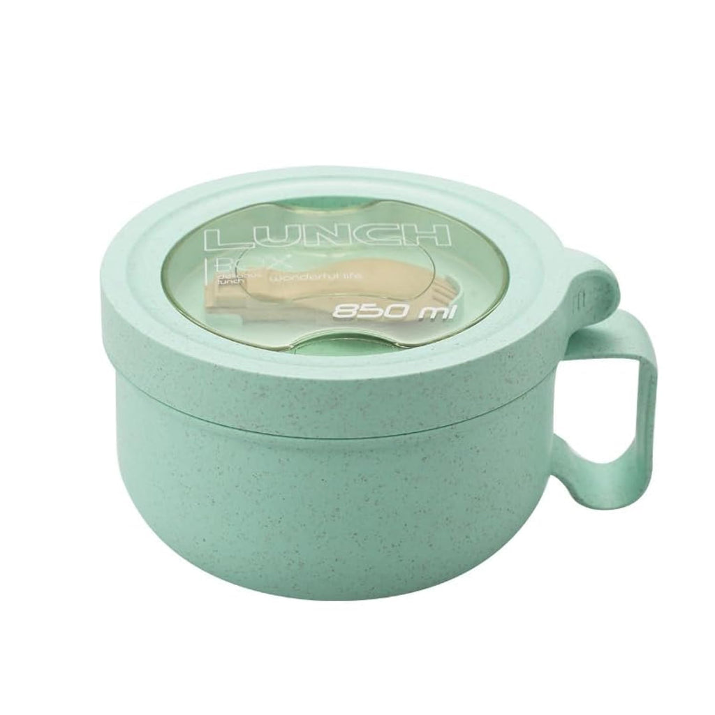 Rarapop 28.7oz Microwave Soup Bowl Containers with Lids Wheat Straw Ramen Noodles Cup Mug for Instant NoodlesOatmeal Gumbo SaladCrunchCereal & More - Easy-Grip Design Green