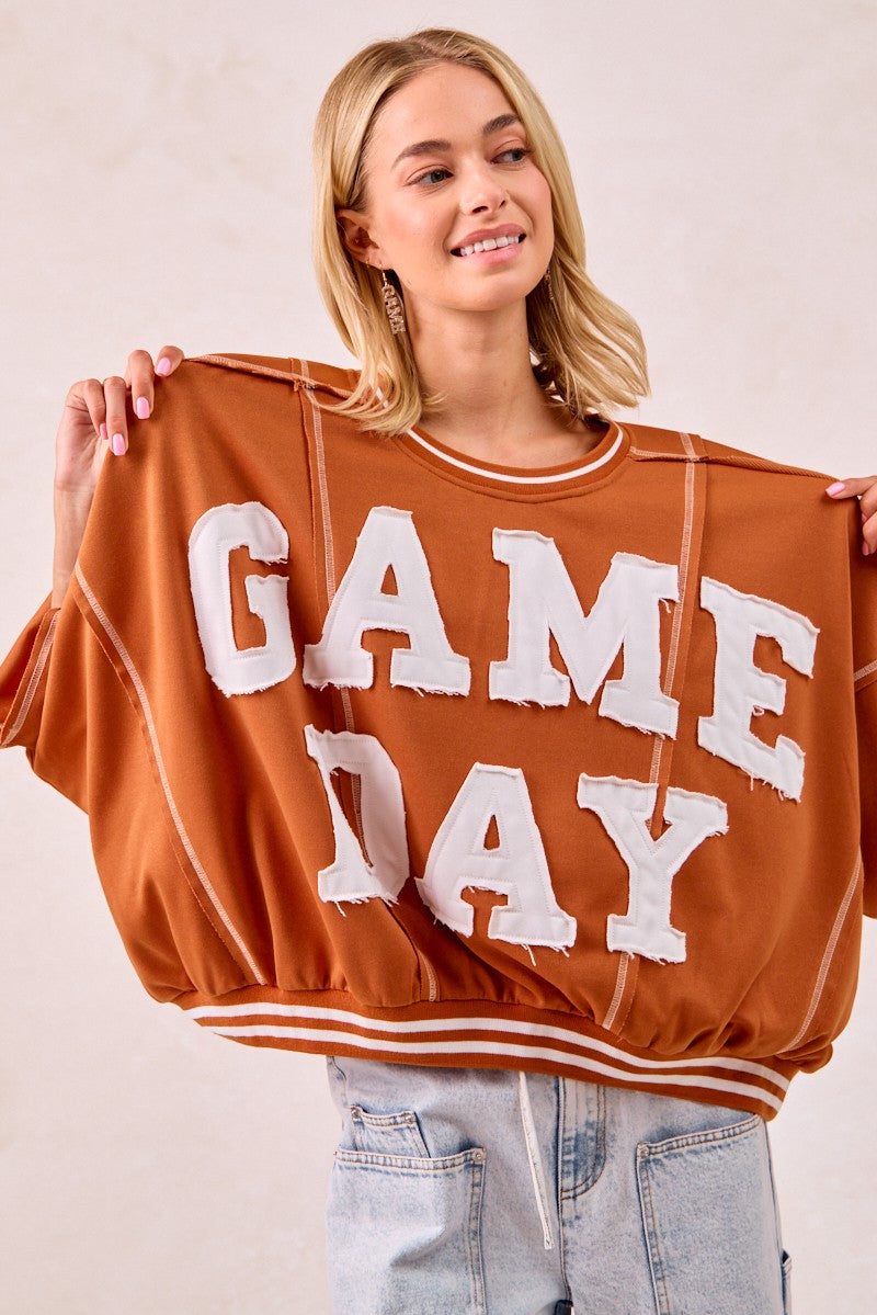 BiBi Gameday Patchwork Stitch Detail French Terry Top