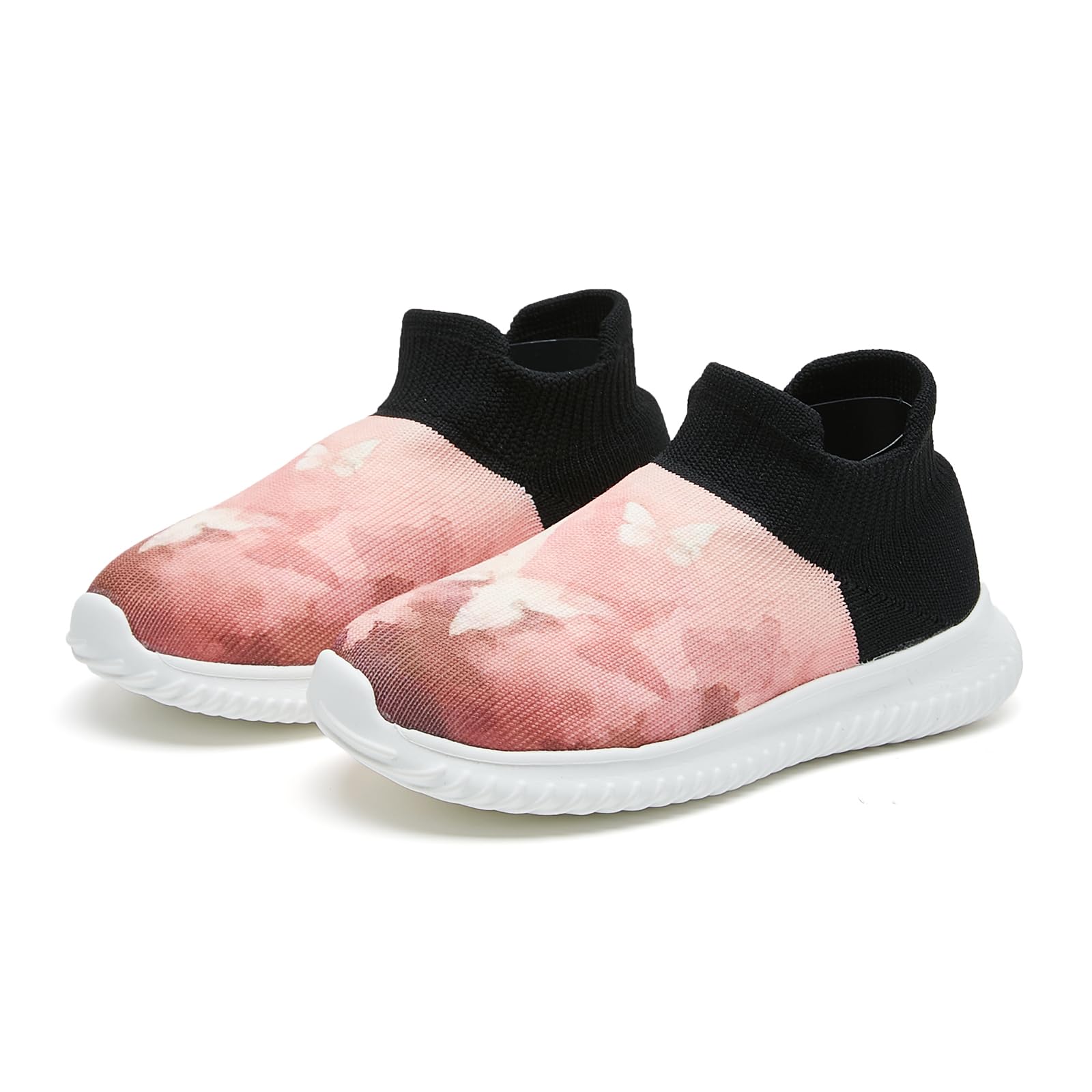 RHYSRIEY Toddler Slip On Shoes Toddler Walking Sneakers for Girls & Boys Barefoot Shoes Sock Shoes for Girls Boys Tennis Shoes (Pink Butterfly Little Kid 12)