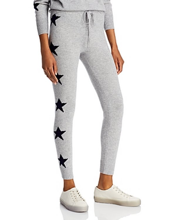 Aqua Cashmere Star Print Jogger Pants, Medium