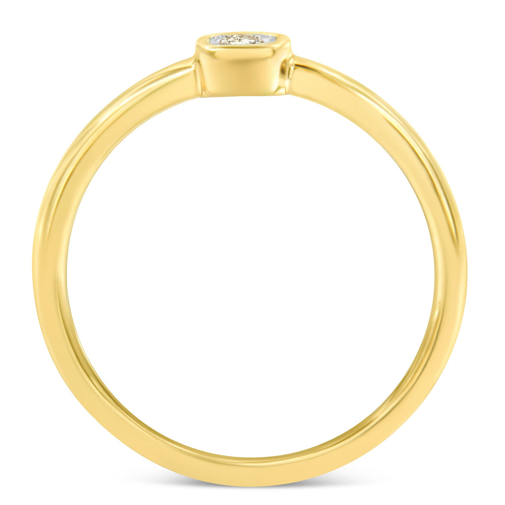 14K Yellow Gold Plated .925 Sterling Silver 1/20 Carat Diamond Square Cushion-Shaped Miracle Set Petite Fashion Promise Ring (J-K Color, I1-I2 Clarity) - Size 6