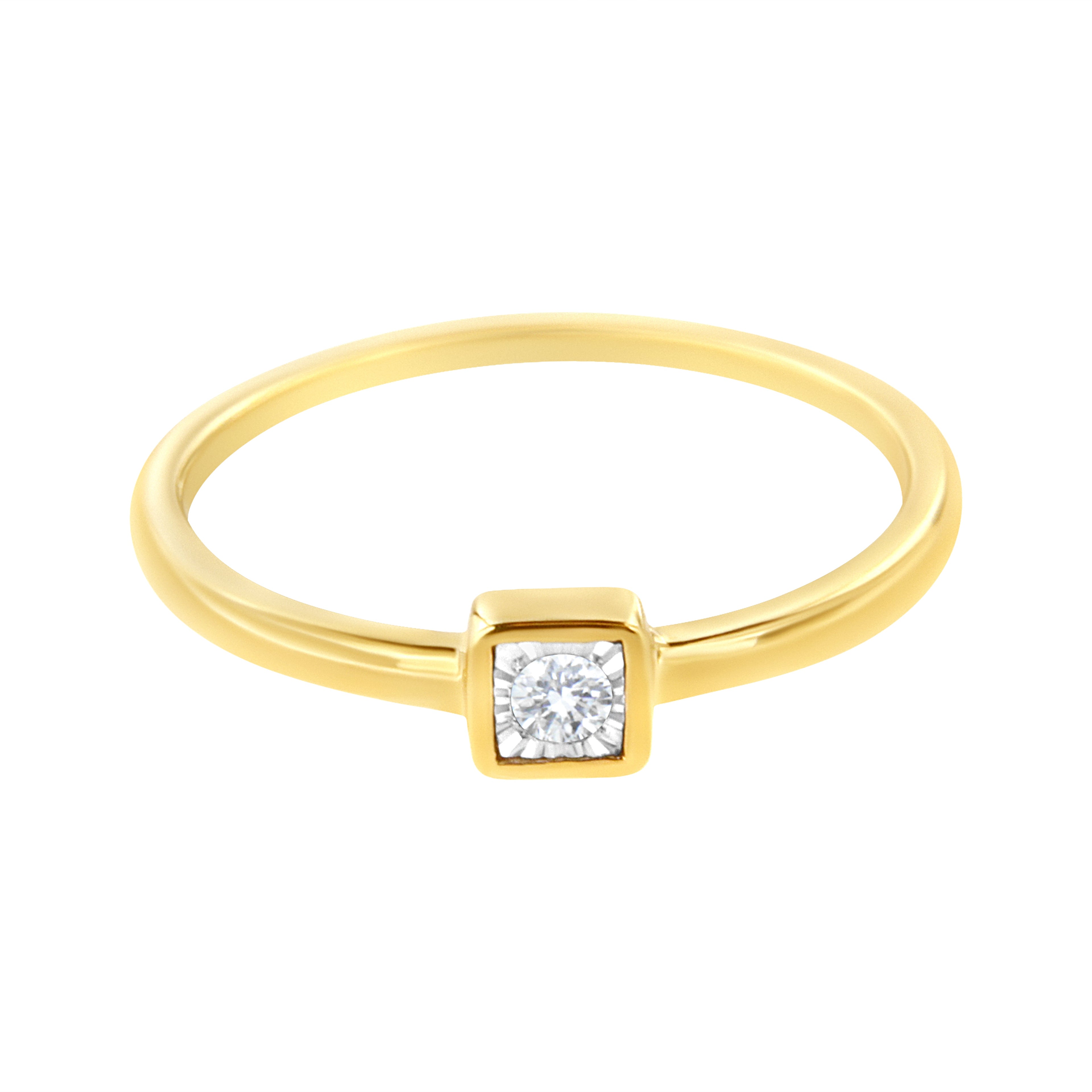 14K Yellow Gold Plated .925 Sterling Silver 1/20 cttw Miracle Set Diamond Promise Ring (J-K Color, I1-I2 Clarity) - Size 6