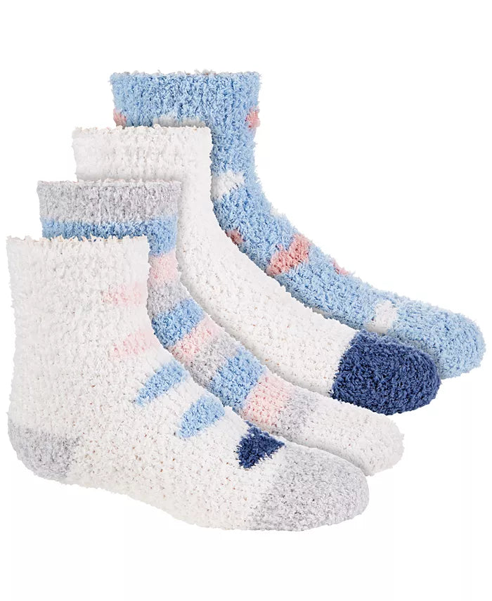 Trimfit Girls 4-Pack Retro Hearts Cozy Crew Socks