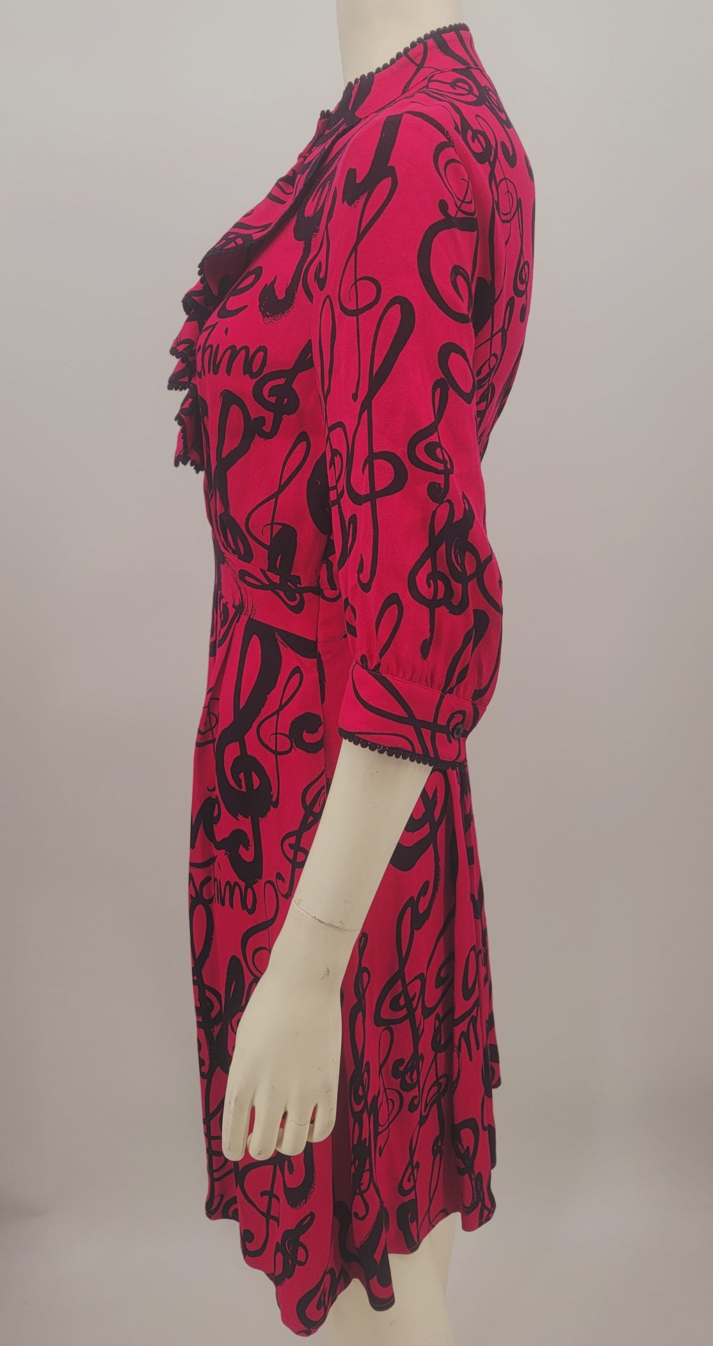 LOVE MOSCHINO Jabot Music Notes Printed Dress, Size 6