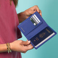 Leather Passport Wallet with RFID Shield- Cobalt