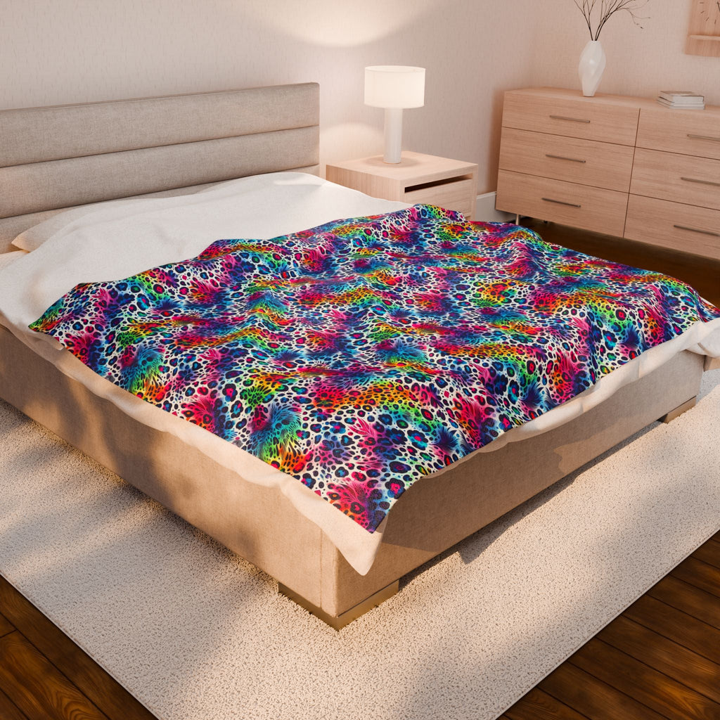 Bespattered Facade Neon Animal Print Velveteen Plush Blanket | 3 Sizes
