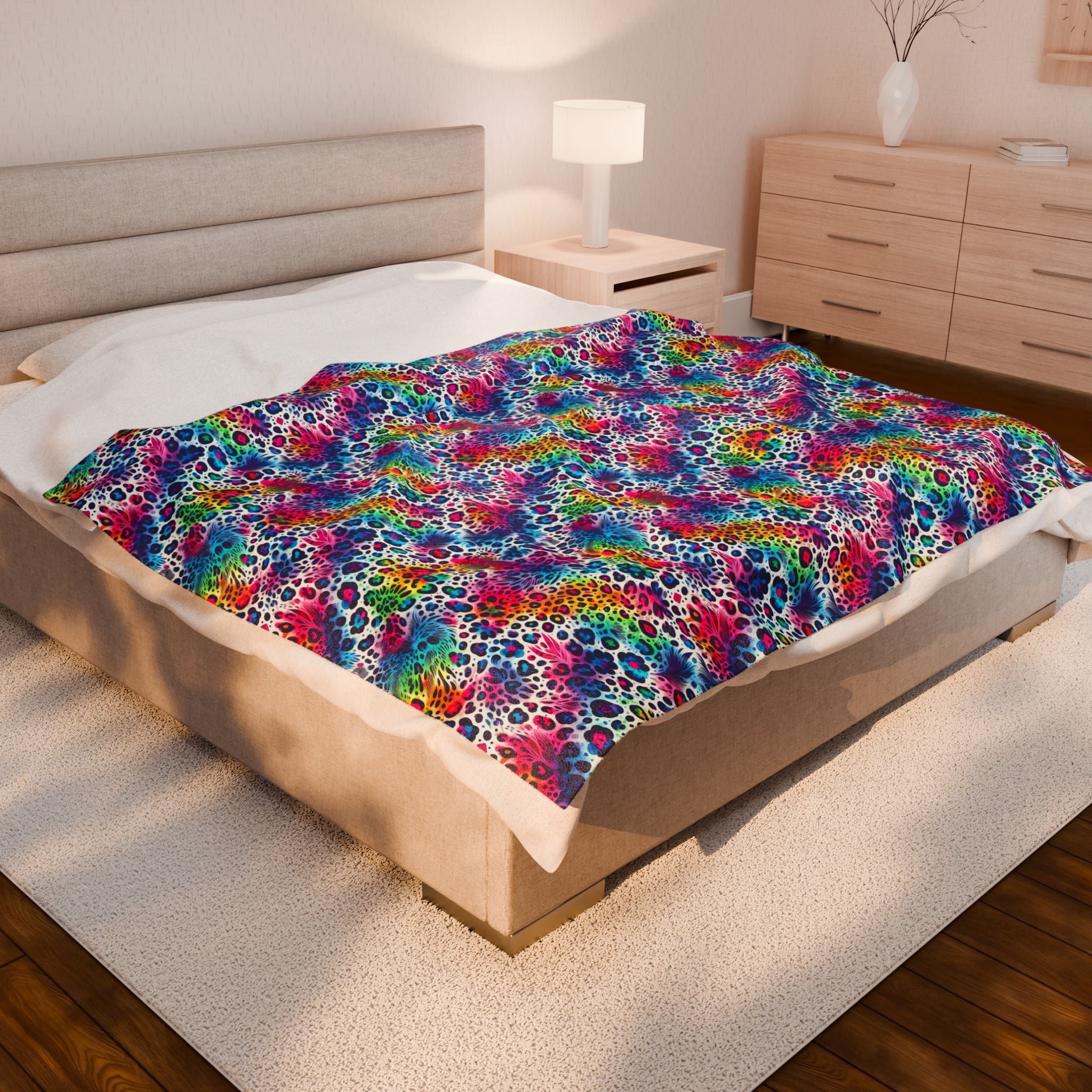 Bespattered Facade Neon Animal Print Velveteen Plush Blanket | 3 Sizes