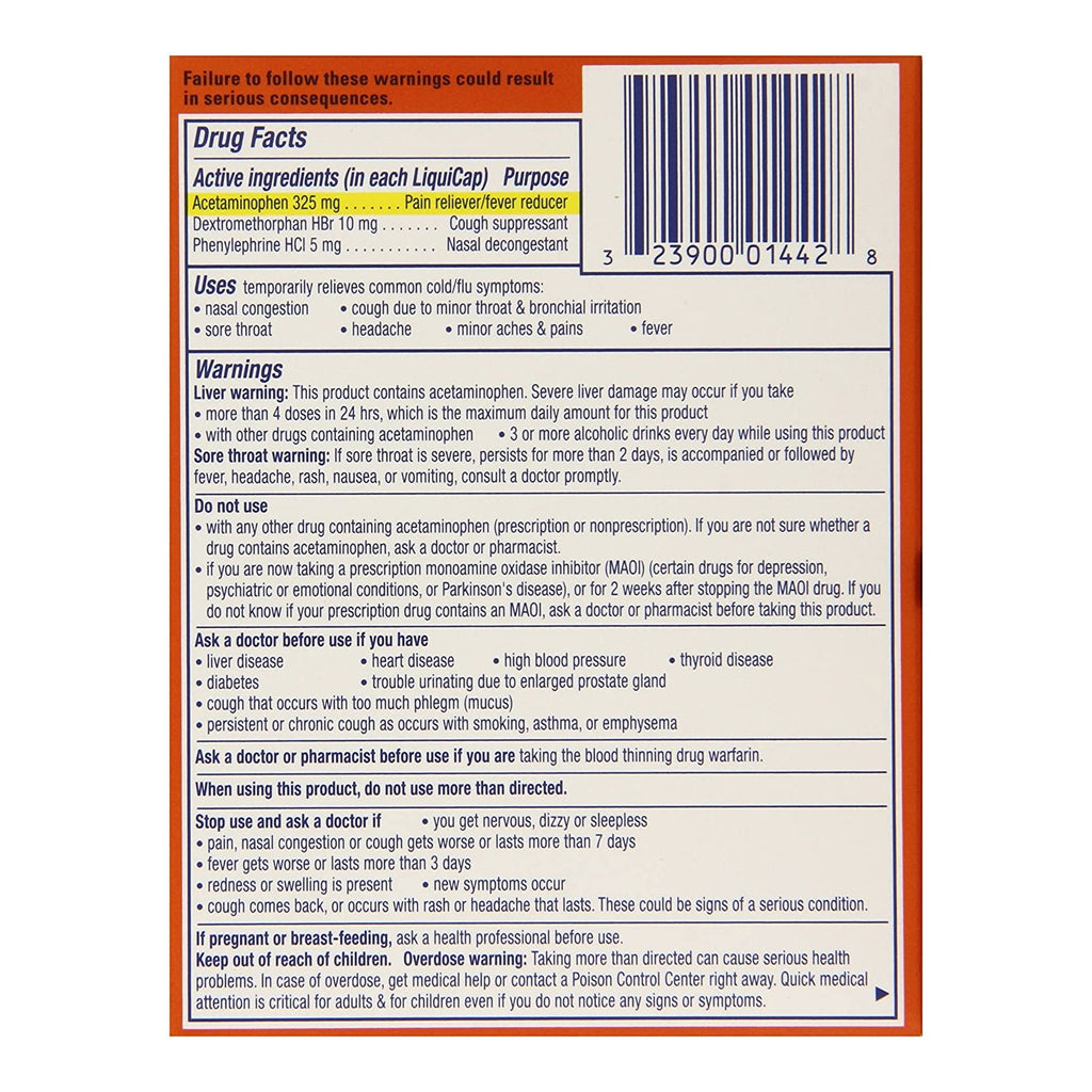 Vicks DayQuil Cold & Flu Multi-Symptom Relief LiquiCaps 37000055816