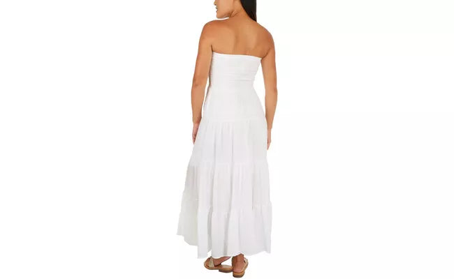 Womens Solid Smocked Tube Top Dress, Choose Sz/Color