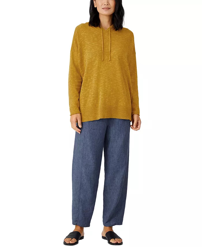 Eileen Fisher Organic Cotton Linen Slub Hooded Top in, Size Small