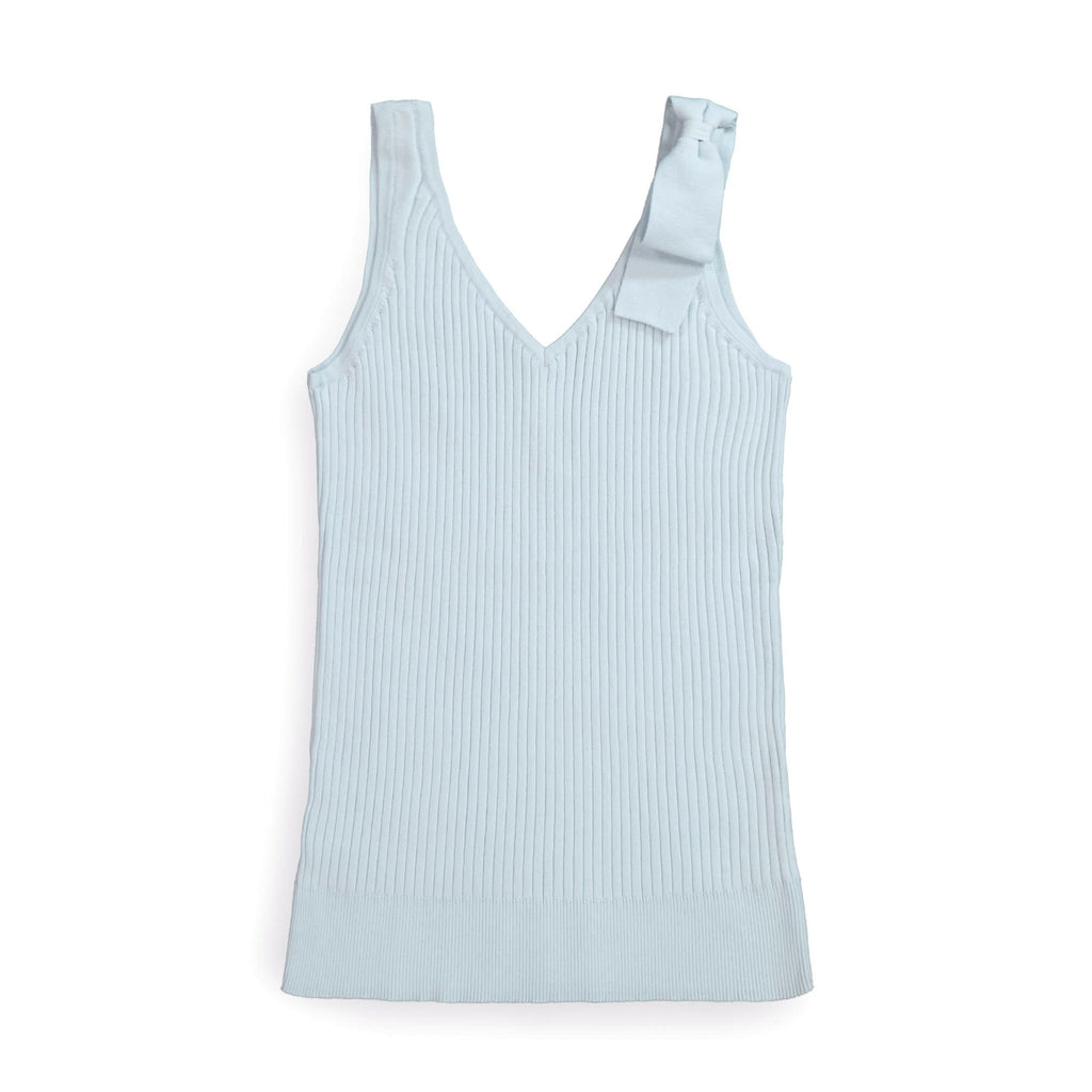 V-Neck Rib Knit Tank with Bow