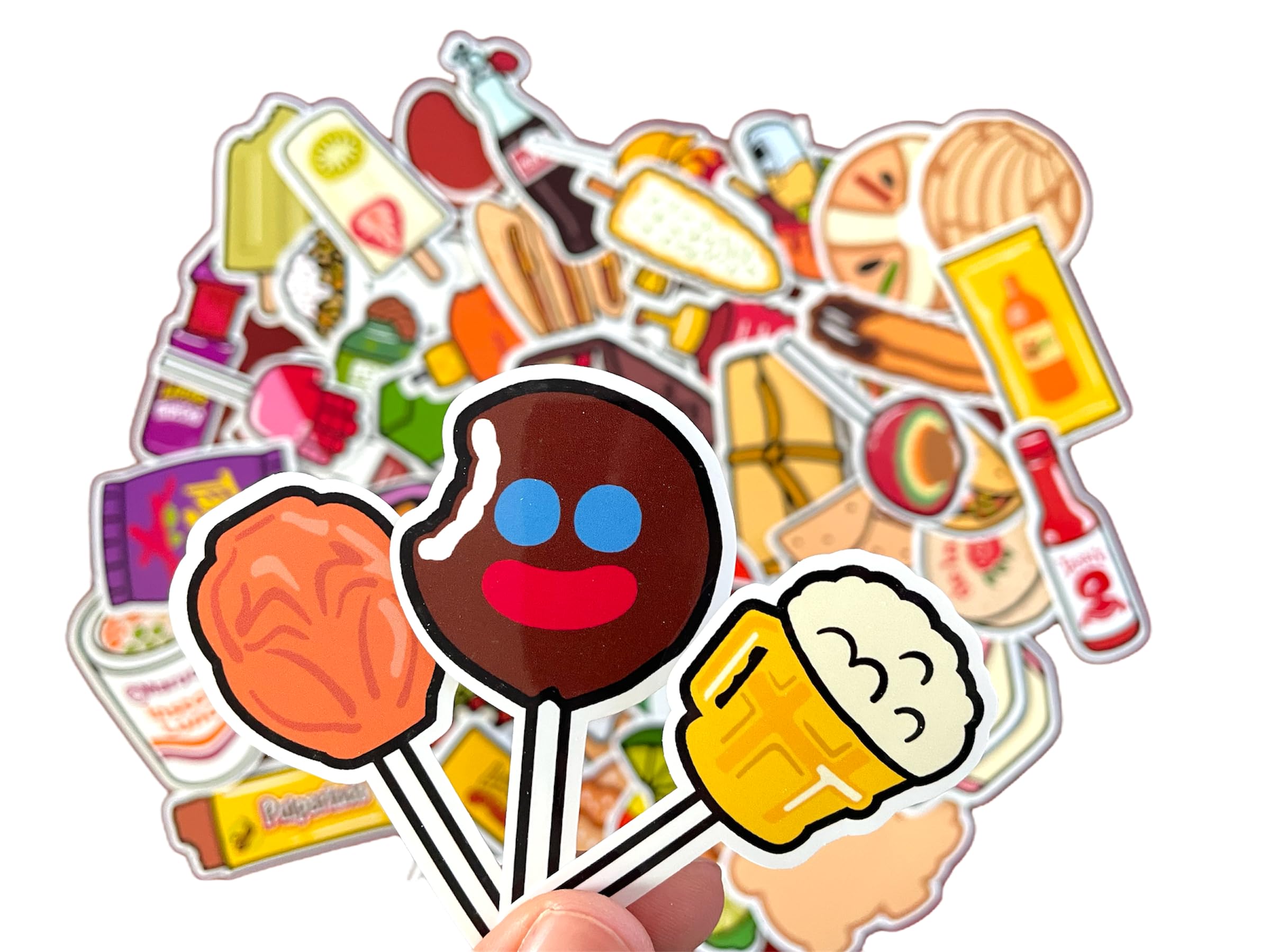 mundo hogar Mexican Food Vinyl Stickers Snacks and Candy Stickers Water Resistant Set of 60 White