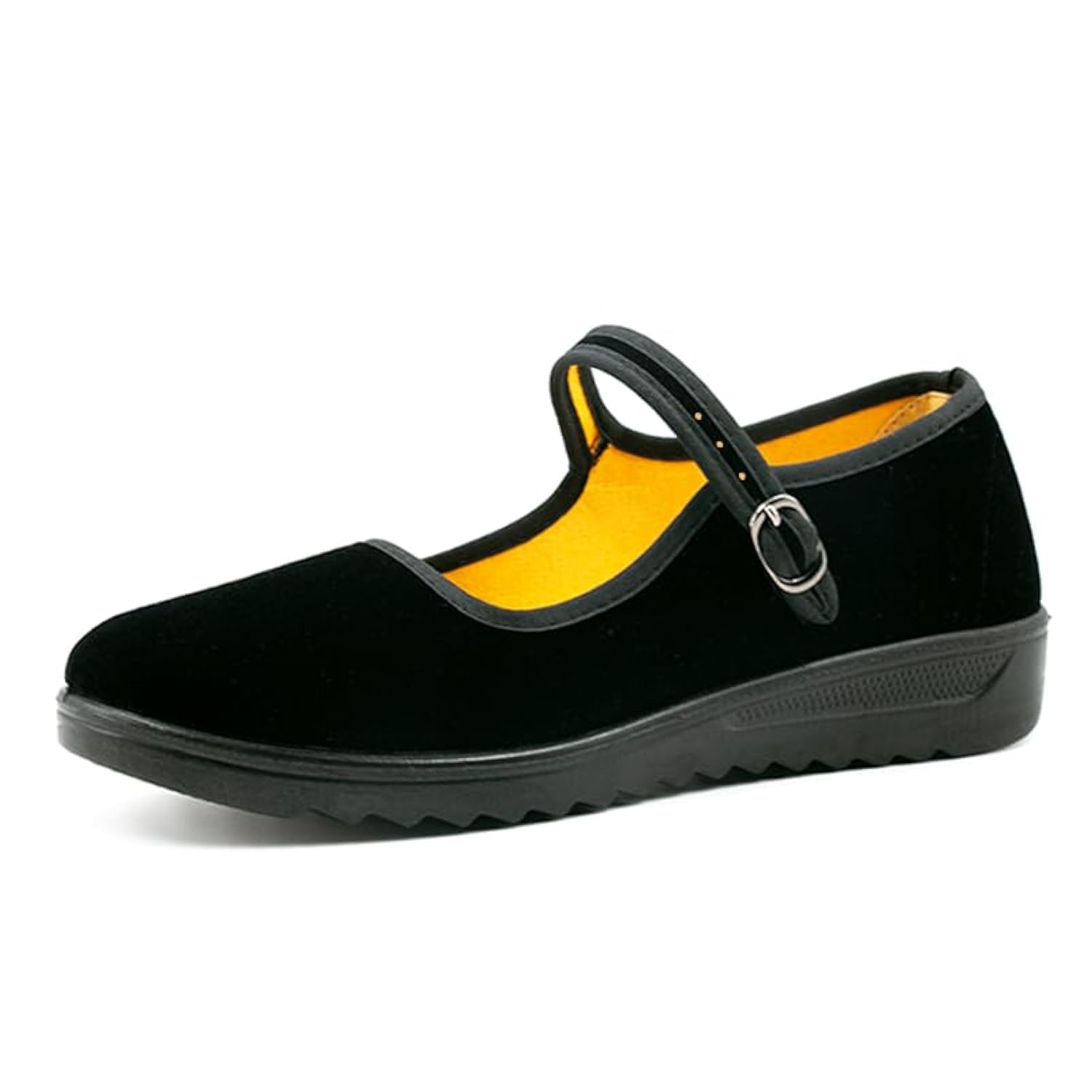 AioTio Womens Velvet Mary Jane Shoes Old Beijing Cloth Shoes Dance Shoes with Adjustable Tightness(7) Black