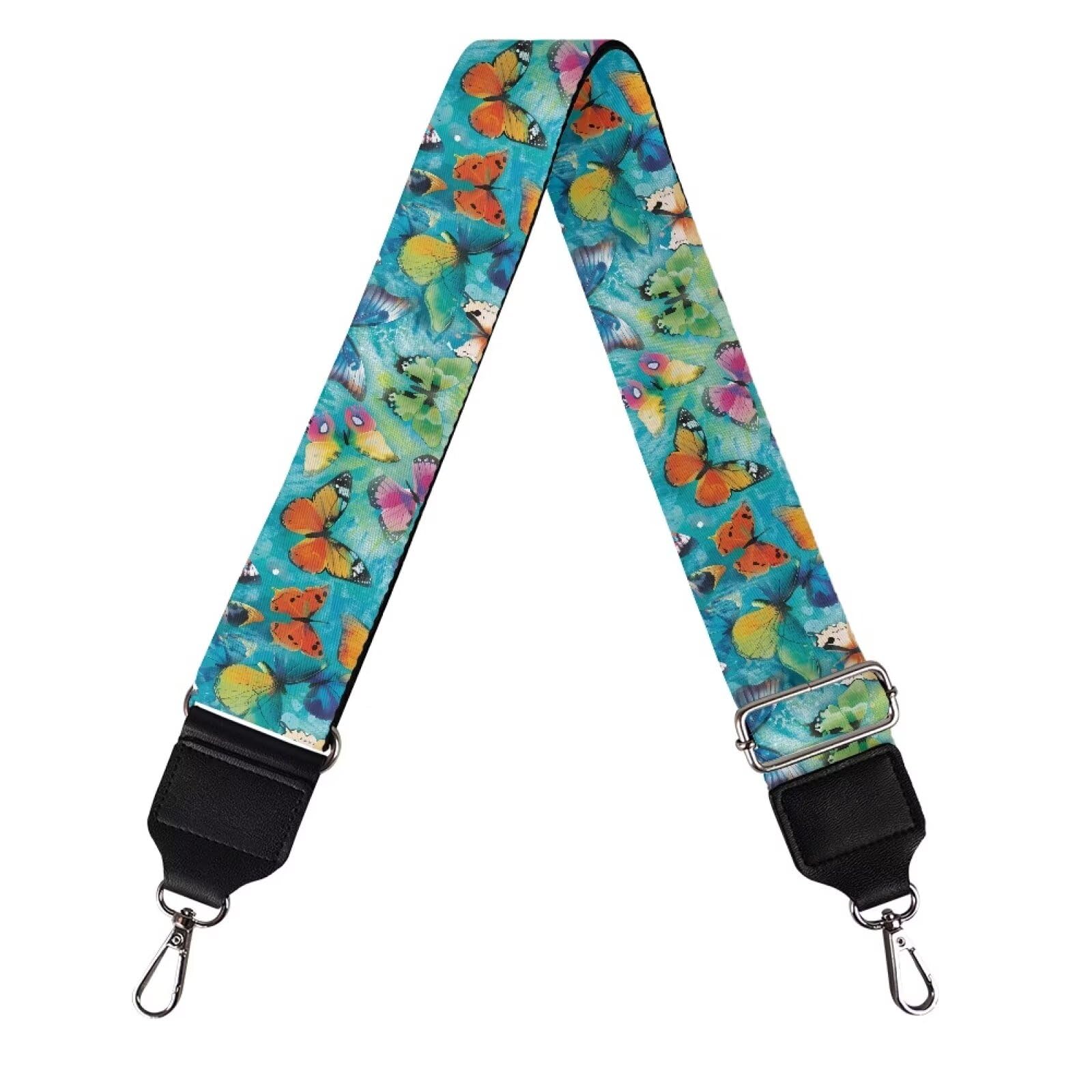 PCSJRKG Butterfly Print Crossbody Purse Strap Adjustable Handbag Strap Replacement Accessory with Silver Hardware for Women Wide Tote Bag Strap Interchangeable