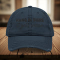Bespattered Facade "Hang in There" Black Embroidered Distressed Cap