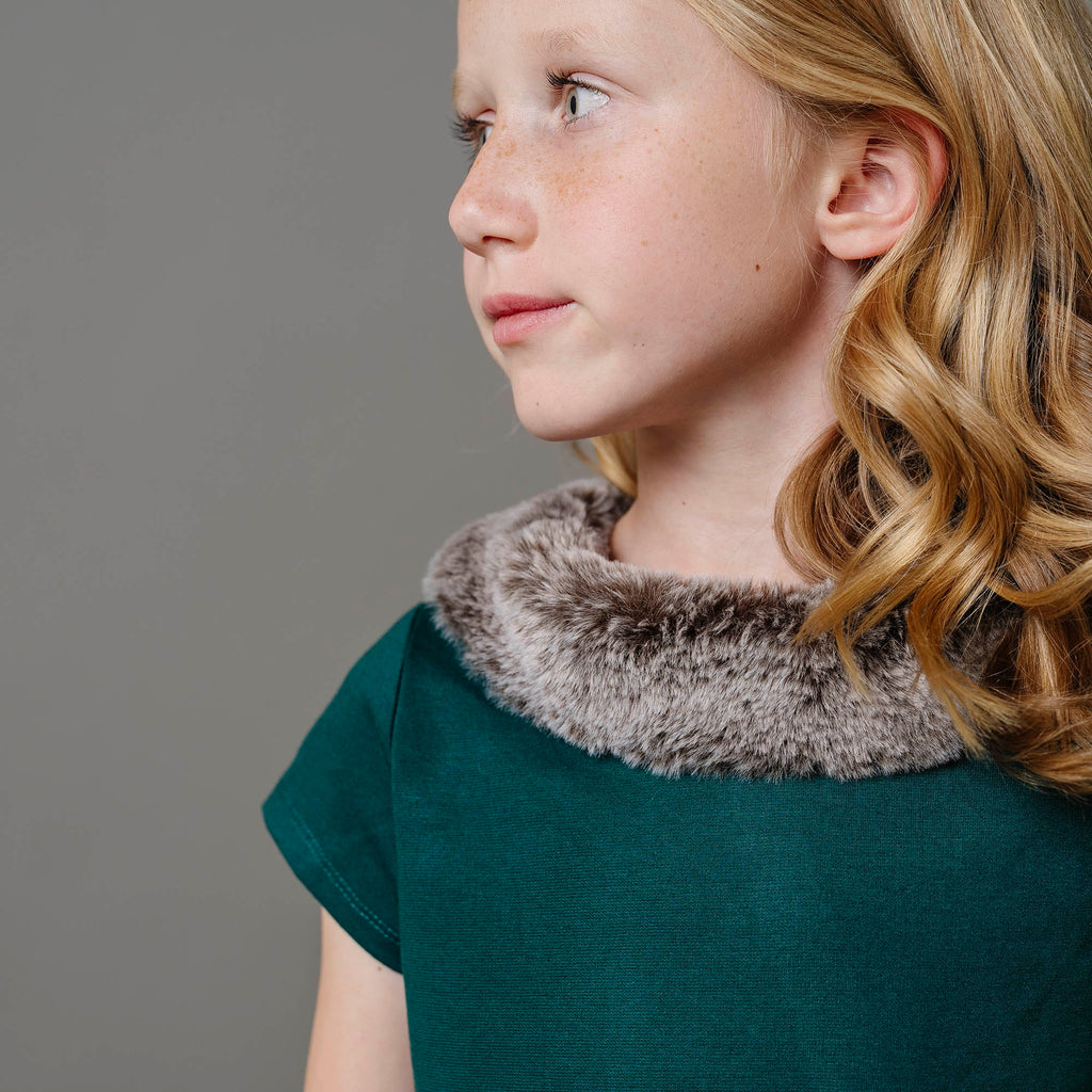 Fit and Flare Ponte Dress with Faux Fur - Baby