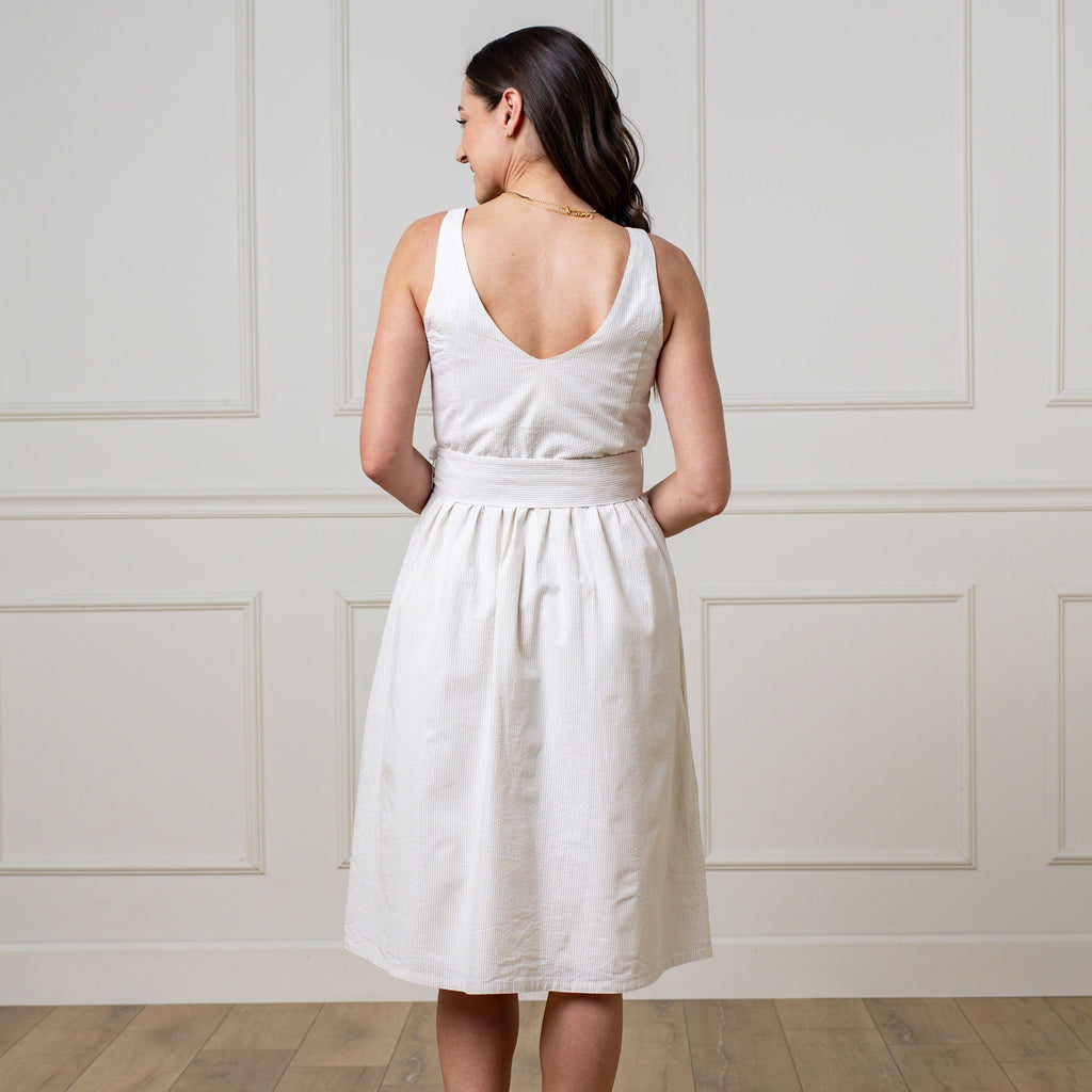 A-Line Organic Dress with Sash Taupe