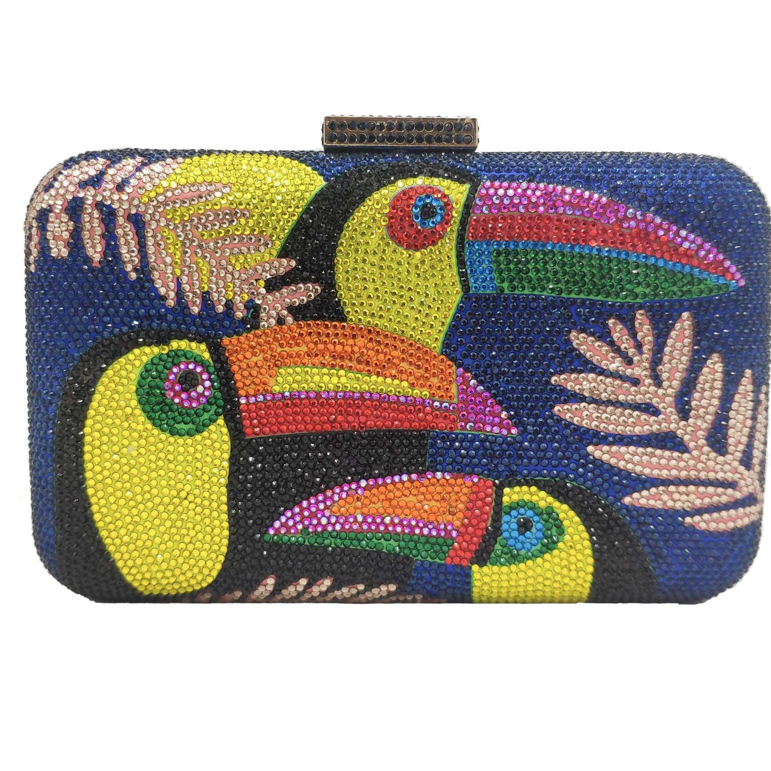 Summer New Colorful Bird Diamond Evening Bag with Chain