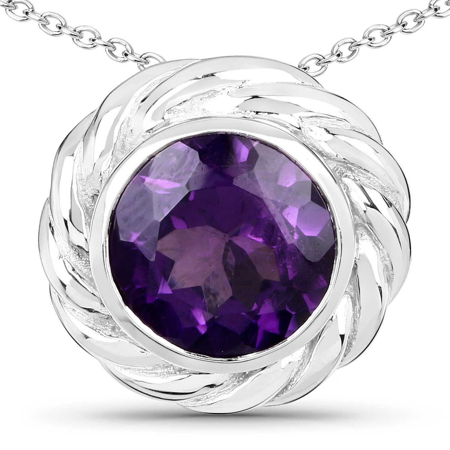 3.30 Carat Genuine Amethyst .925 Sterling Silver Pendant