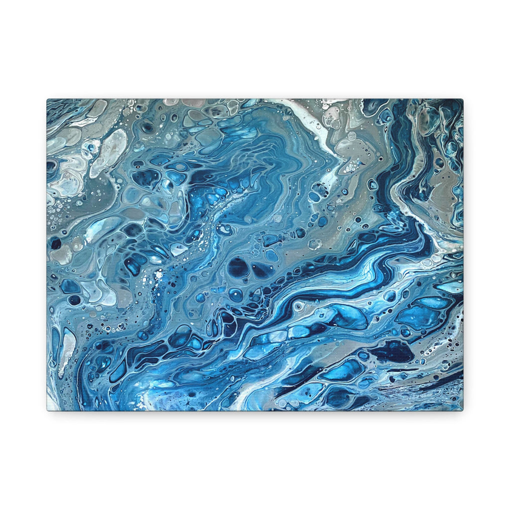Bespattered Facade Blue Marble Stretched Matte Canvas Art Prints | Multiple Sizes