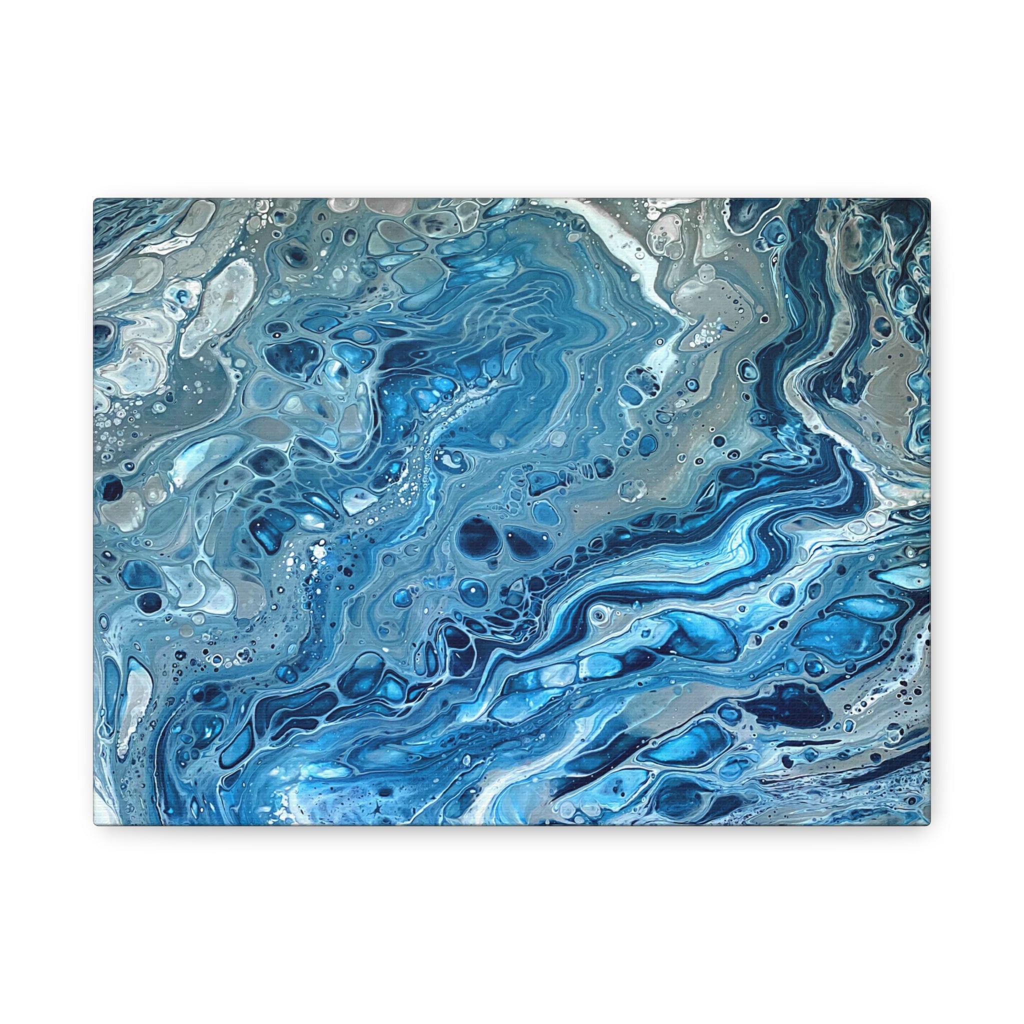 Bespattered Facade Blue Marble Stretched Matte Canvas Art Prints | Multiple Sizes