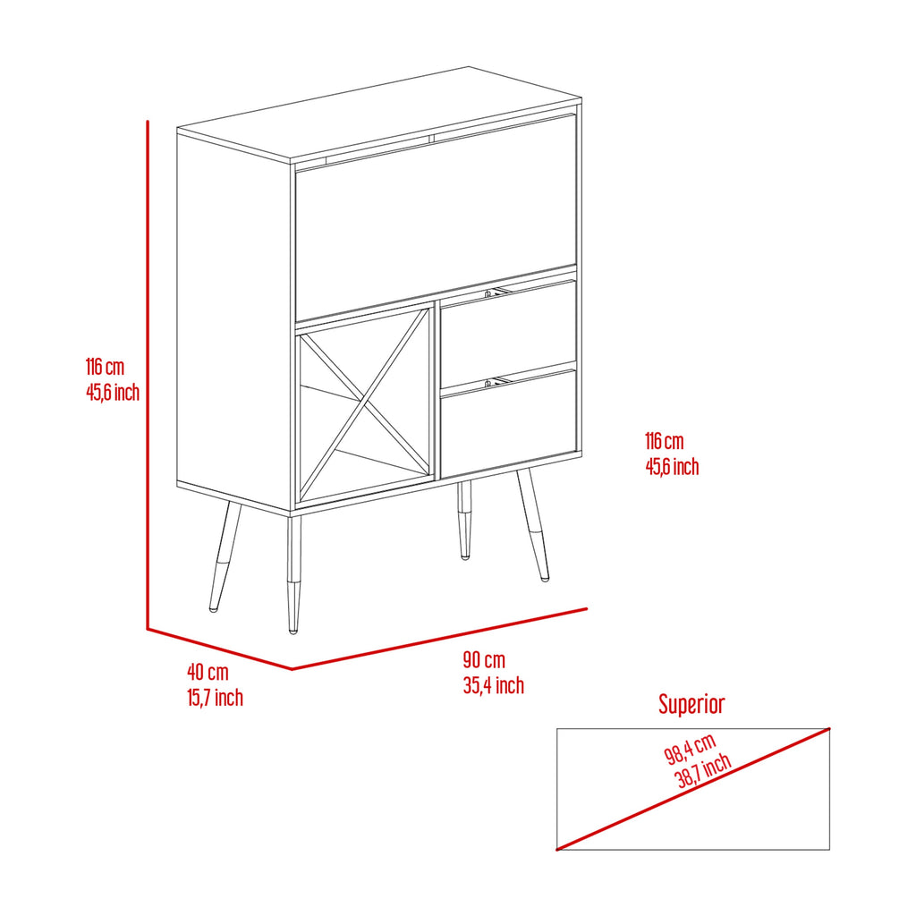 Orchid Bar, Two Drawers, Four Double Liquor Spaces, One Cabinet