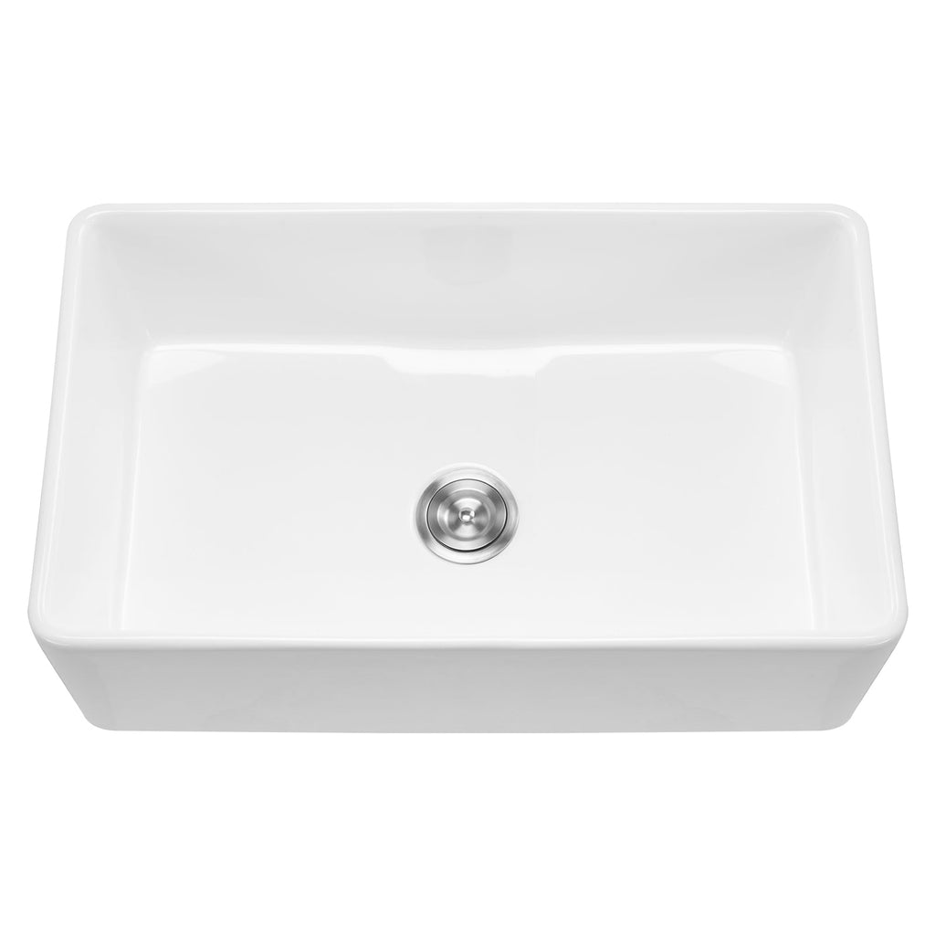33.5x20 in Farmhouse Sink Undermount Kitchen Single Bowl Basin Fireclay White