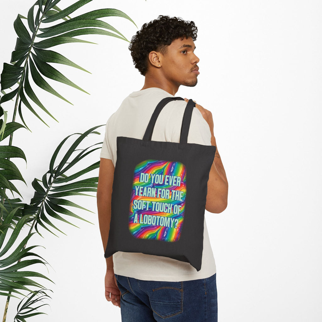 Bespattered Facade Rainbow "Lobotomy" Canvas Tote Bag Reusable Carryall