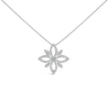 Sterling Silver 1/2 Cttw Diamond Floral Cross Pendant Necklace