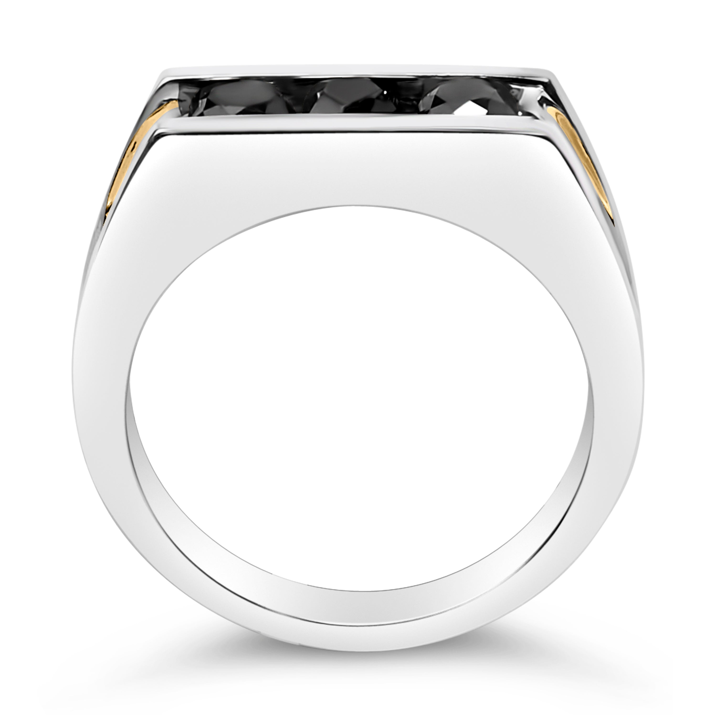 Men's 14K Yellow Gold Plated Sterling Silver 1-1/2 Cttw Black Diamond Channel Set Band Ring