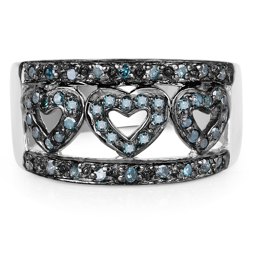 0.32 Carat Genuine Blue Diamond .925 Sterling Silver Ring