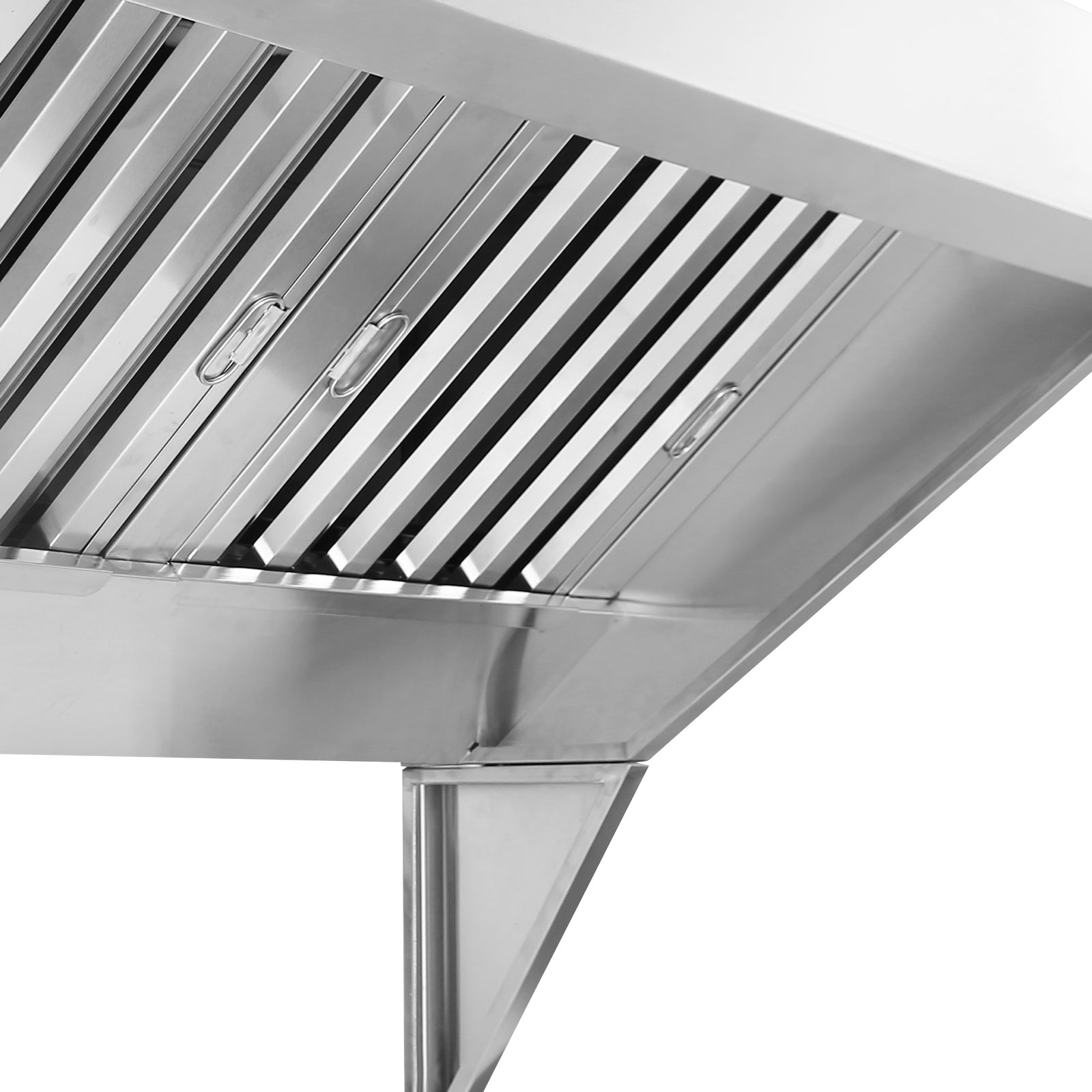 Commercial Exhaust Hood, 8FT Food Truck Hood Exhaust, 201 Stainless Steel Concession Trailer Hood with 4 Detachable U-shaped Grid Oil Filter Mesh, Rust Resistant Vent Hood for Kitchen Restaurant
