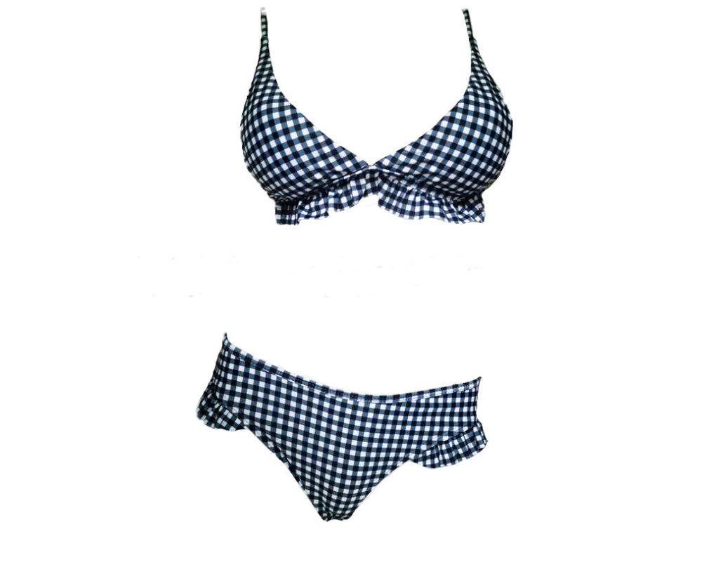 2019 New Sexy Plaid Bikini with Ruffled Straps