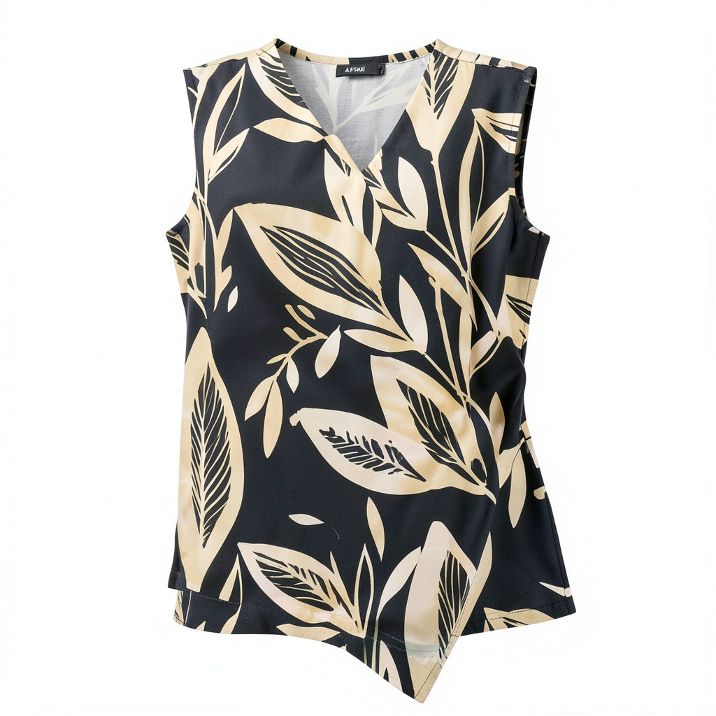 Alfani Wrap-Style Botanical-Print Top, Size Medium