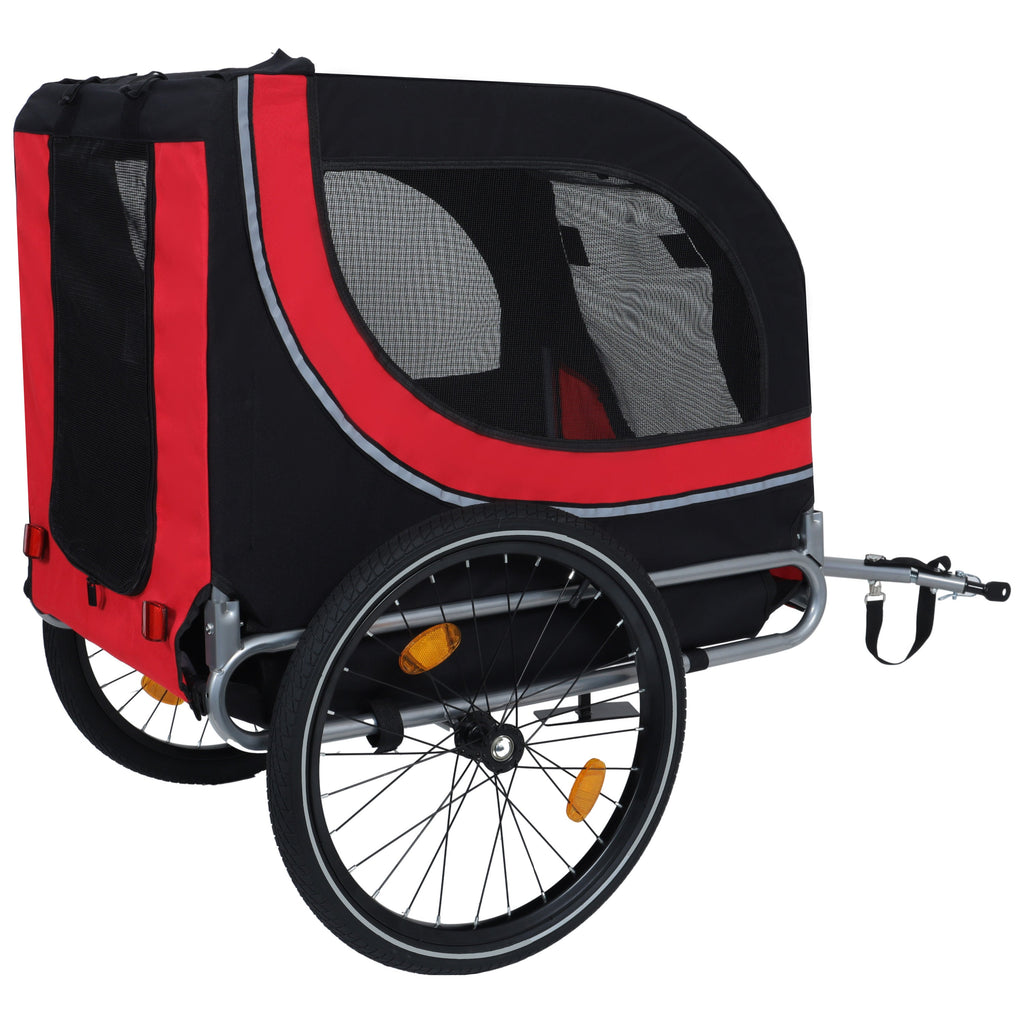 Large Folding Bike Trailer for Dogs – 66LB Capacity All-Terrain Pet Carrier, Durable Steel Frame for Cycling, Jogging, Camping & Outdoor Adventures, Black- Red