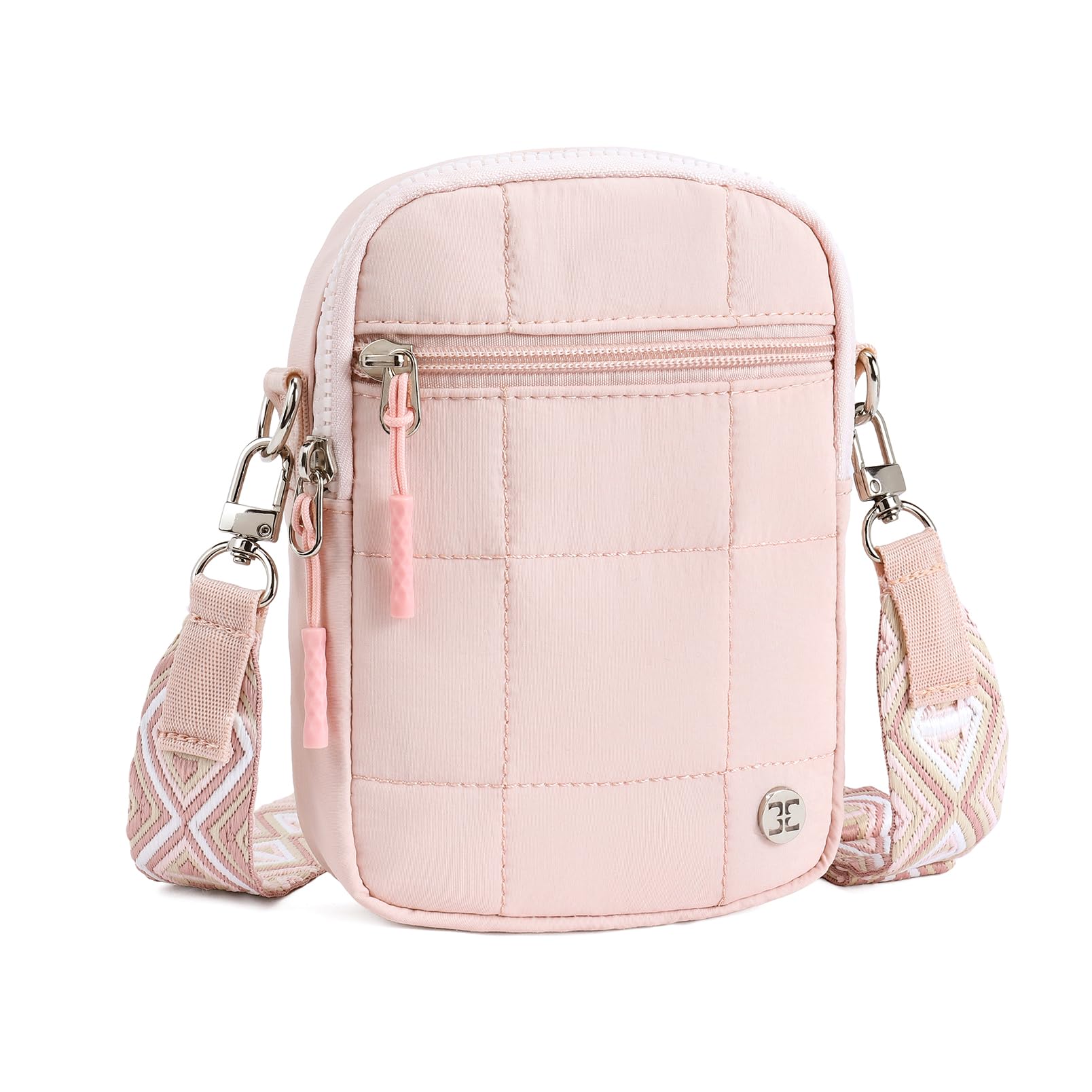 Telena Puffer Small Crossbody Bags for Women Cell Phone Purse Crossbody Bag Pink