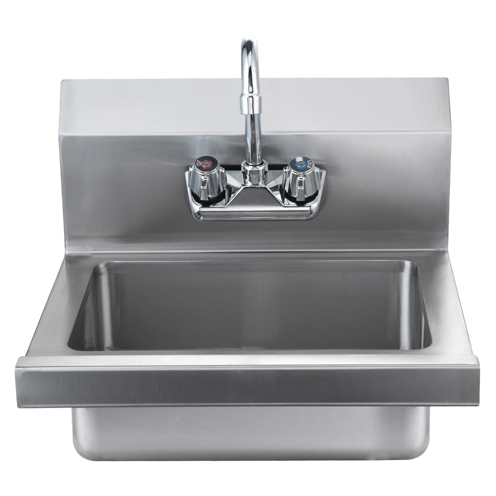 Commercial Hand Sink with Faucet, Stainless Steel Sink for Washing, Small Hand Washing Sink, Wall Mount Hand Basin, Utility Sink for Restaurant, Kitchen, Bar, Garage and Home, 17 x 12.8 inch