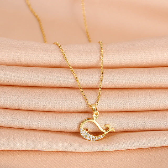 Cute Whale Pendant Necklace for Women's Party Wear